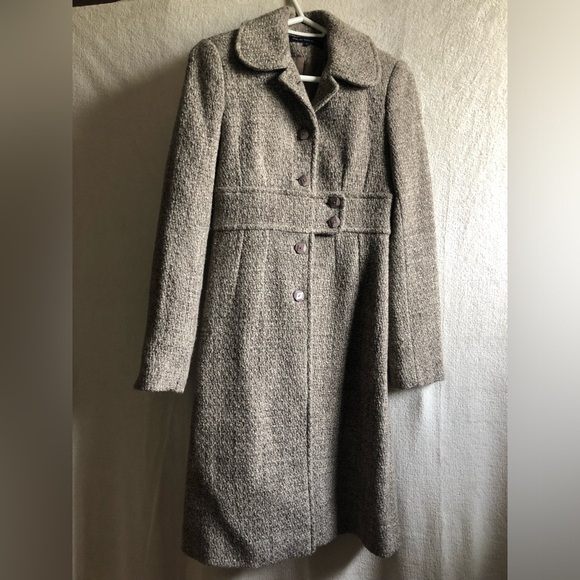 French Connection tweed long a-line coat oatmeal taupe - Picture 3 of 4